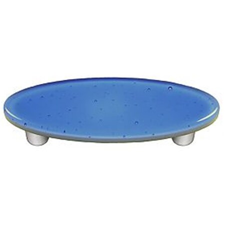 Palacedesigns Light Sky Blue Oval Glass Cabinet Pull - Aluminum Post PA883611